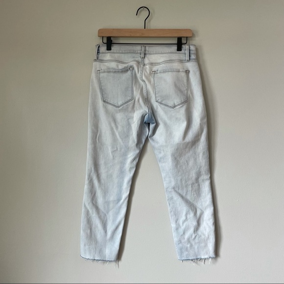 Frame Denim Light Wash Le Garçon Crop Raw Edge Frayed Jeans - Picture 4 of 6